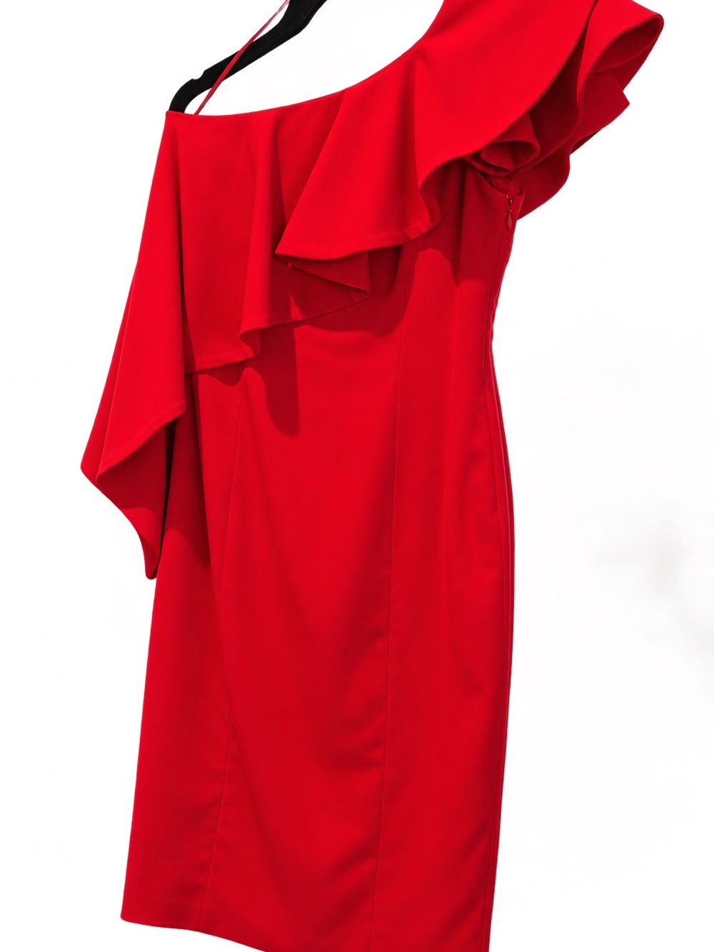 JAYGODFREY One-Shoulder Red Ruffle Dress